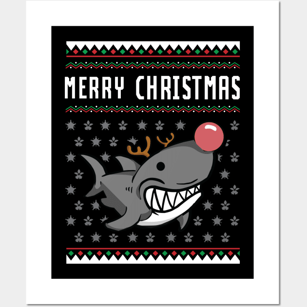 Reindeer  Shark Ugly Christmas Sweater  for Kids Wall Art by Riffize